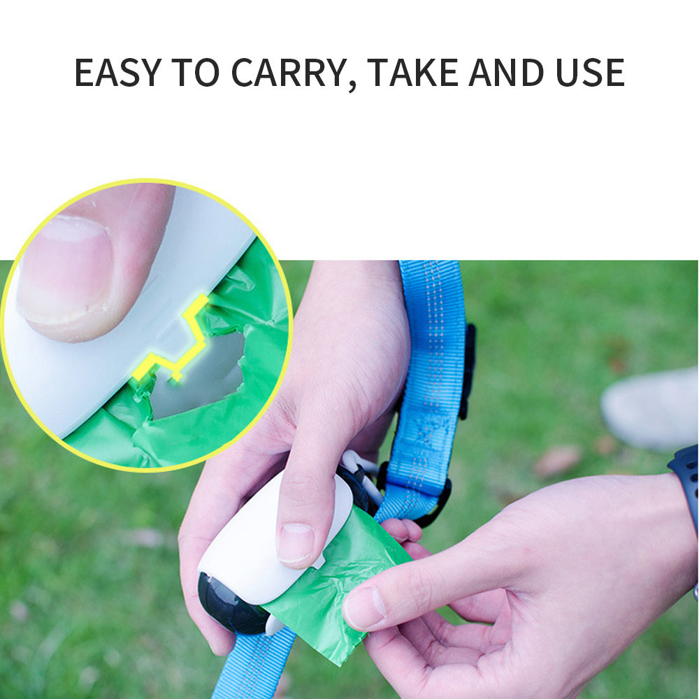 Dog Poop Bag Holder And Dispenser With Leash Attachment