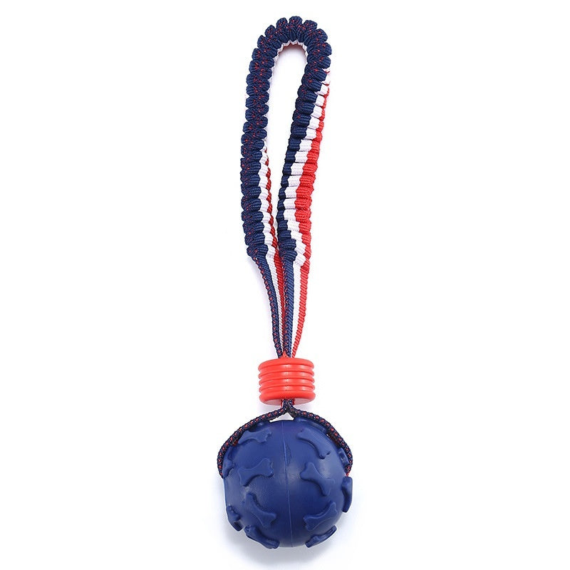 Interactive Dog Toy Ball with Rope for Tugging and Teething.