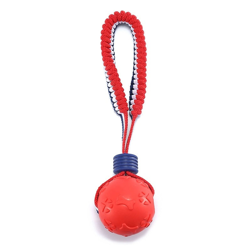 Interactive Dog Toy Ball with Rope for Tugging and Teething.
