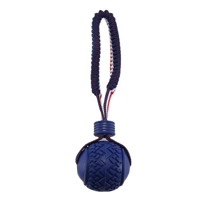 Interactive Dog Toy Ball with Rope for Tugging and Teething.