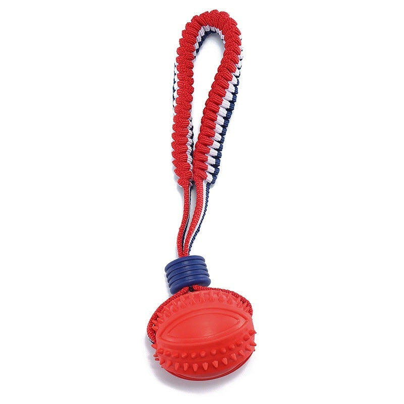Interactive Dog Toy Ball with Rope for Tugging and Teething.